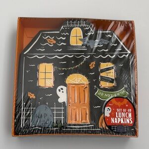 Spooky nwt Halloween Haunted House ghost bat Lunch Napkins - Set of 40 13 x 13”